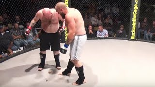 Fighter craps all over cage mat during fight!