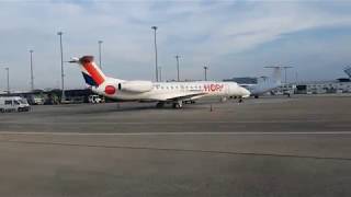 Hop! Air France Embraer 145 F-GRGH Take Off from Lyon France Airport Scenic View of the Airport