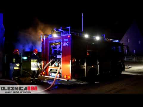 08.10.2017- Pożar budynków oraz samochodu w Ligocie Wielkiej