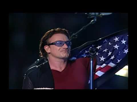 U2 Super Bowl halftime show 9/11 Tribute. Upscaled Video