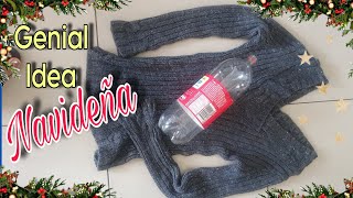 Take advantage of an empty bottle and a sweater ♻️ to create a beautiful Christmas doll 🎄 without...