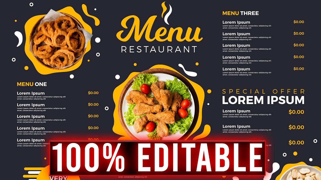 Restaurant menu template/ 100% editable file/