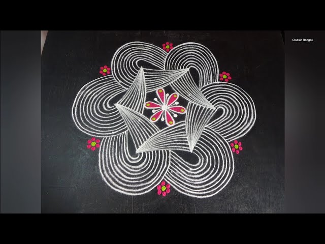 Easy rangoli padi kolam design by classic rangoli - video 2