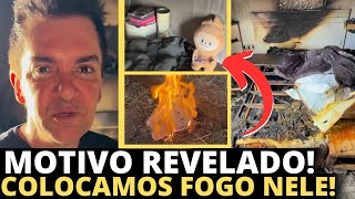 Esposa de Regis Danese queima boneco LABUBU que ficou intacto no incêndio em sua casa