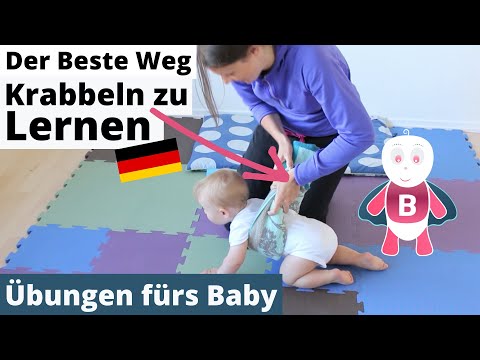 Baby Lehren zu Krabbeln ★ Krabbeln fördern ★ Babygymnastik und Baby Entwicklung ★ 6-9 Monate