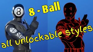 8 Ball vs Scratch (eight ball) FORTNITE outfit - all unlockable styles CHAPTER 2 SEASON 1