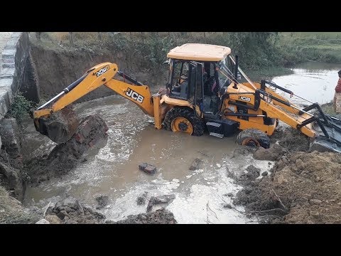 JCB Working For New Bridge Construction - JCB Breaking Bridge Wall - JCB Dozer Video