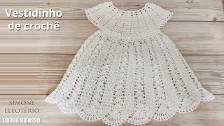 VESTIDINHO EM CROCHÊ para BEBÊ passo a passo Professora Simone Eleotério