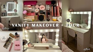 vanity tour + transformation : new organization, makeup & decluttering