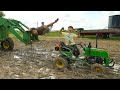 Hudson Finds His Kids Tractors Stuck in the Mud | Tractors for kids