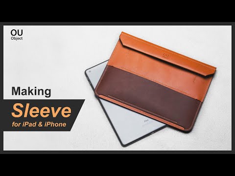 Leather | Two pieces of leather make two pockets / sleeve for iPad and iPhone  / DIY / free pattern