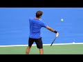 Roger Federer Forehand Slow Motion Court Level View - ATP Modern Tennis Forehand Technique