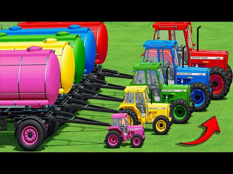 Mini & BIG TRACTORS & vs DEEP MUD & GRASS TRAILER - TRACTORS vs PARKOUR! Farming Simulator 22