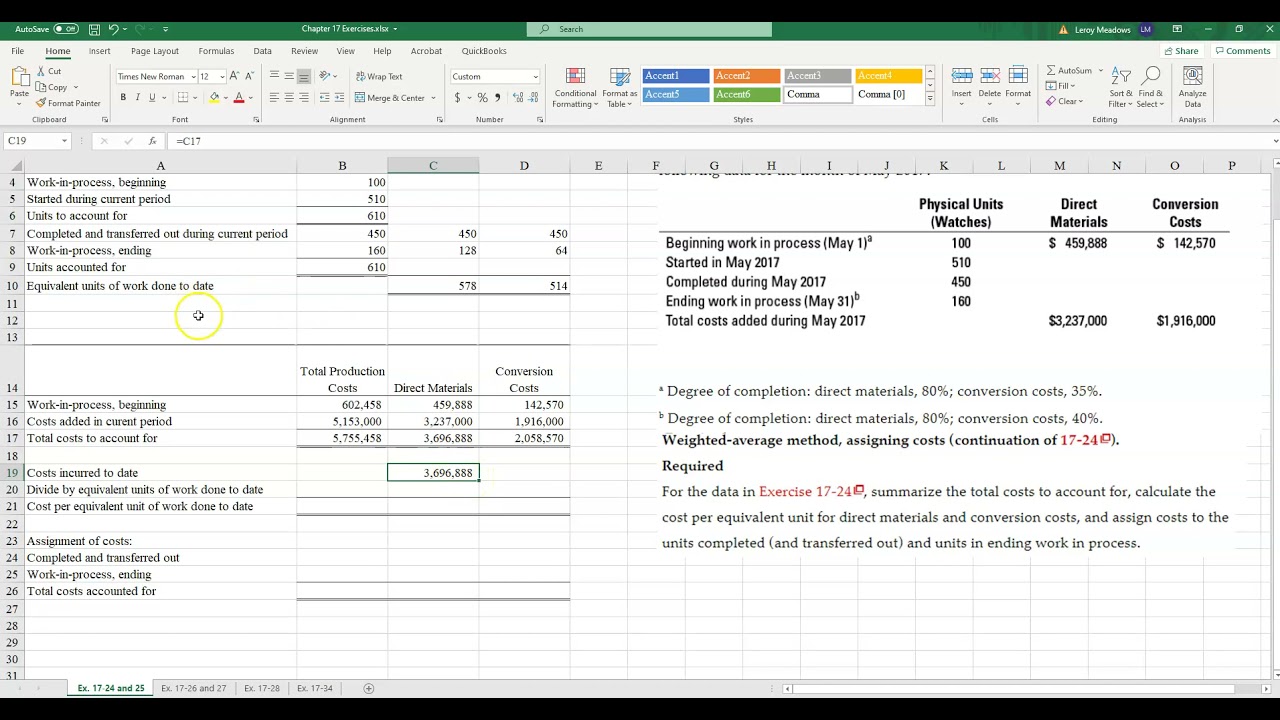 Process Costing Example 1 Weighted Average