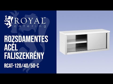 Videó - Rozsdamentes acél faliszekrény - 1200 x 400 x 500 mm - teherbírás szintenként: 65 kg - Royal Catering