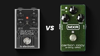 Video thumbnail for KING OF ANALOG DELAYS: MXR Carbon Copy vs TC Electronic Bucket Brigade Analog Delay Pedal Comparison by Rhythm & Beard
