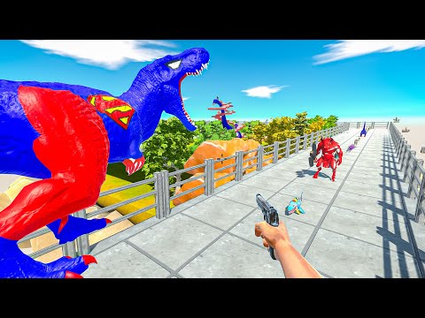 FPS AVATAR & SUPERMAN T-REX RESCUE DEATH TRAP MISSION - Animal Revolt Battle Simulator