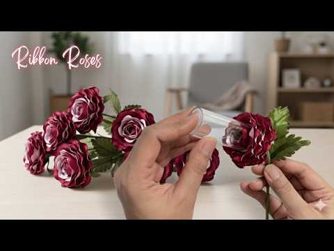 Amazing trick DIY Roses from ribbon | Flower roses tutorial easily