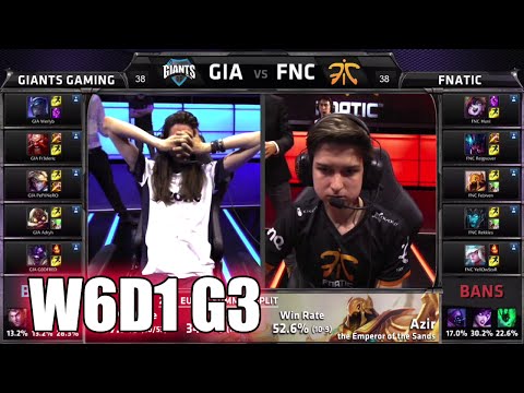 GIANTS vs Fnatic | S5 EU LCS Summer 2015 Week 6 Day 1 | GIA vs FNC W6D1 G3 Round 2