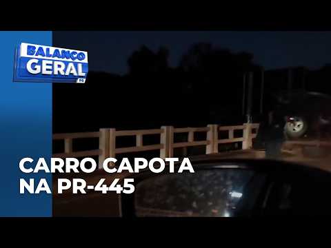 Carro capota na PR-445, na região de Tamarana, deixa 4 pessoas feridas e causa lentidão no trânsito