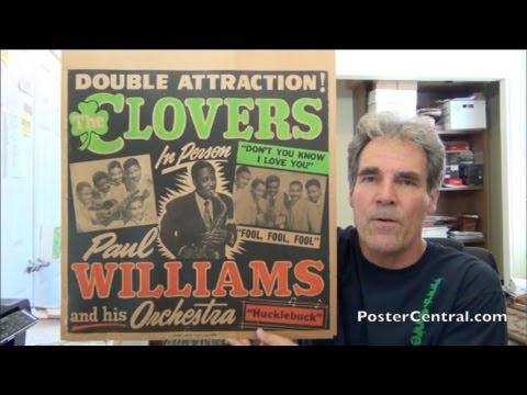 Clovers Concert Poster 1950s w/Paul Williams Orchestra