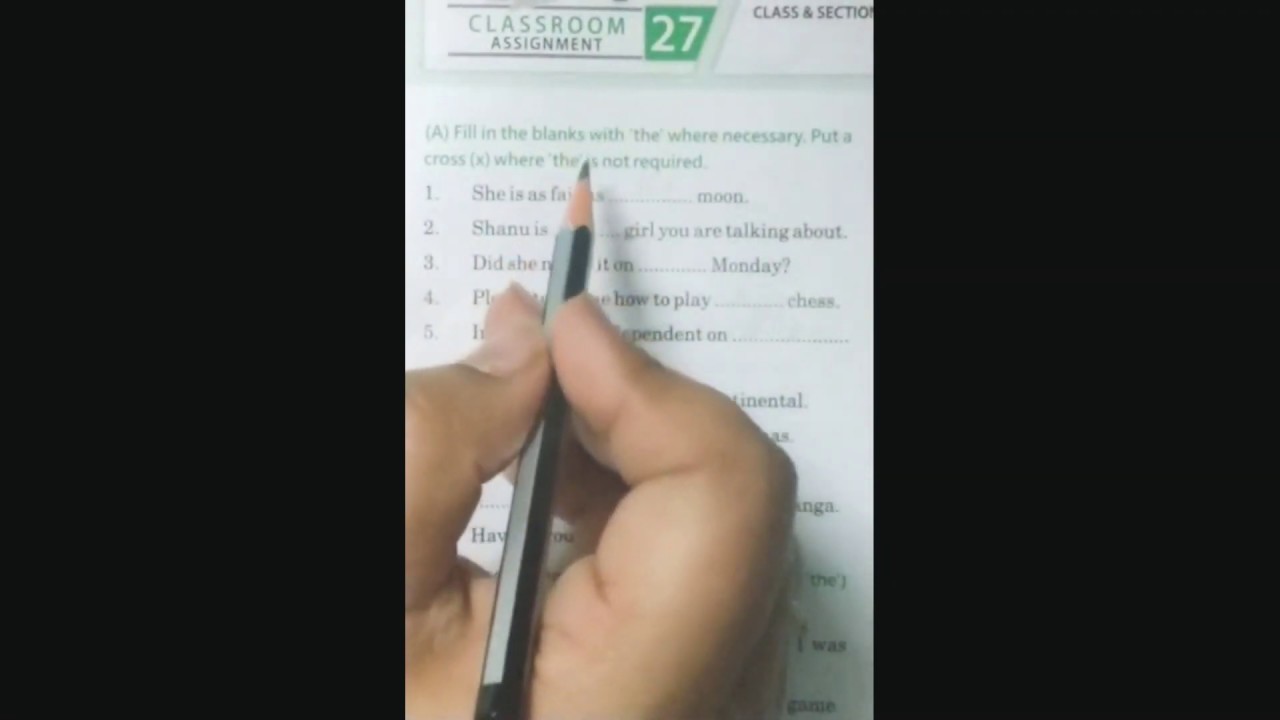 Exercise | definite article | class 7