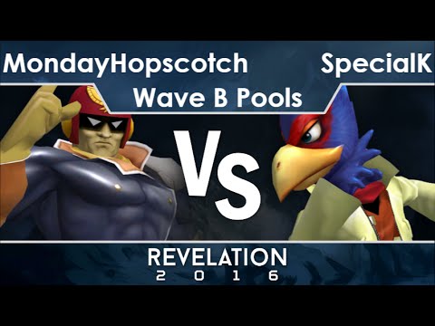 Rev2016  - MondayHopscotch (C Falcon) vs WYO | SpecialK (Falco) Wave B Pools - Melee