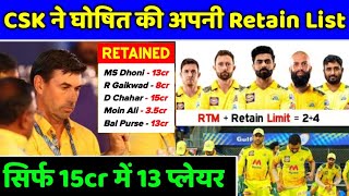 IPL 2023 - Chennai Super Kings (CSK) Official Retained Players List