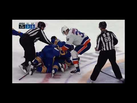 Islanders and Sabres Scrum