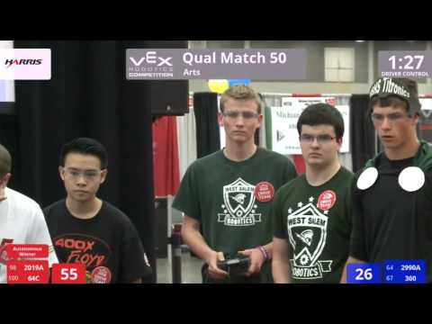 VEX Worlds 2016 - VRC High School - Arts - Qual 50 (2019A 64C) 191 vs 222 (2990A 360)