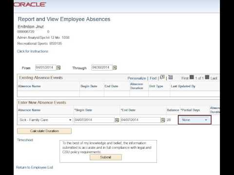 Absence Management Absence Entry