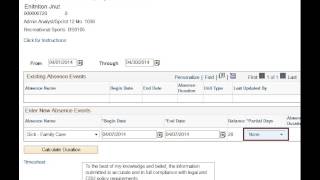 Absence Management Absence Entry