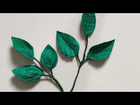 How to Make Crepe paper rose leaves,Leaf without using Craft wire, Crepe paper crafts@PaperSai Art's
