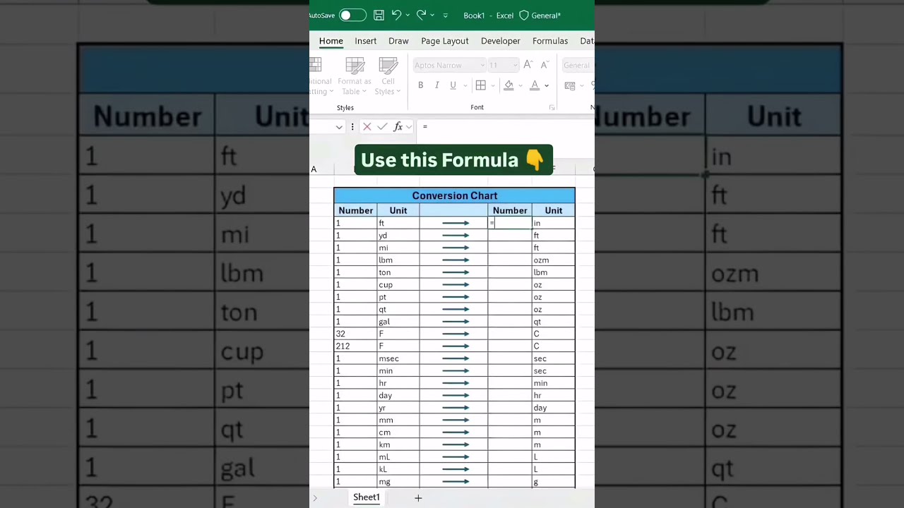 Quick & Easy Unit Conversion in Excel!  #excel #exceltips #exceltutorial #shorts