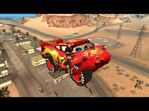 Realistic Crash Testing Lightning McQueen #1 | GTA SA