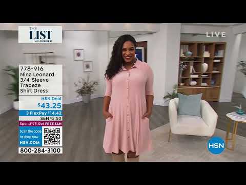 Nina Leonard 3/4Sleeve Trapeze Shirt Dress