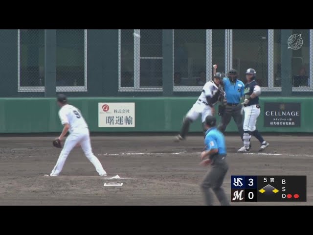 【ファーム】取ってから素早い送球!! マリーンズ・松川虎生 2塁盗塁を阻止!!  2024年8月3日 千葉ロッテマリーンズ 対 東京ヤクルトスワローズ