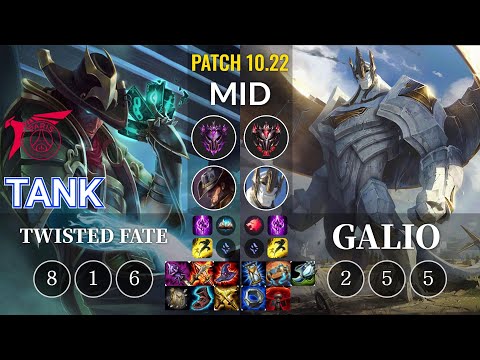 TLN Tank Twisted Fate vs Galio Mid - KR Patch 10.22