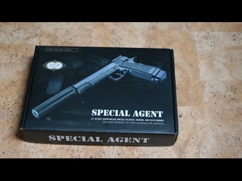 G.6A Softair Pistole Vollmetall mit Schalldämpfer 0,5 Joule 6mm / Unboxing+Schusstest