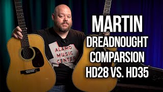 Video thumbnail for Martin HD28 vs. HD35 | Dreadnought Battle for the Ages by Alamo Music Center