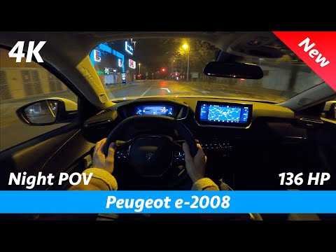 Peugeot e-2008 Allure 2021 - Night POV test & FULL review in 4K | Base LED headlights test