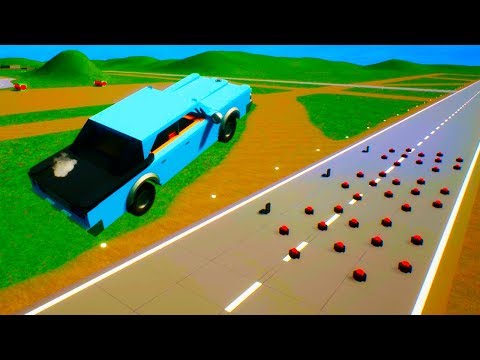 High Speed Lego Car Jumps on Mines - Brick Rigs Crash