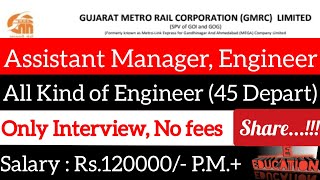 GMRC Assistant Manager (Engineer) Recruitment 2022-Electrical,Civil, Mechanical-all stream-Interview