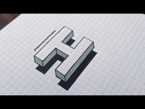 How to draw 3d Floating Letters |  Easy 3D Drawing Letter H | 3D Letters | Step by step 3D  Drawing