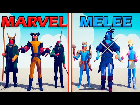 MARVEL TEAM vs MELEE UNITS TEAM - Totally Accurate Battle Simulator | TABS