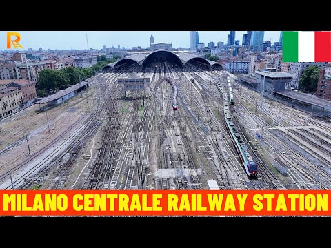 4K Milano Centrale Railway Station • Aerial Views of Italy’s Grand Rail Gateway | Drone Footage