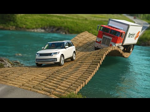 Cars vs Impossible Log Bridge Challenge #7 in BeamNG Drive!