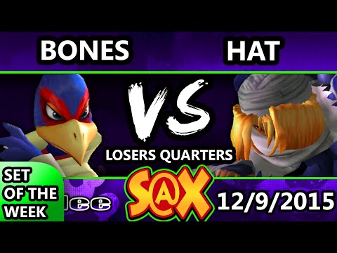 S@X 127 - Bones (Falco) Vs. Hat (Sheik) SSBM Losers Quarters - Smash Melee