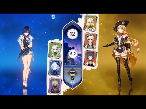 New 6.2 Abyss | C0 Yelan Hyperbloom & C0 Navia Double Pyro | Floor 12