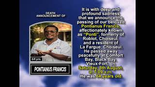 Pontianus Francis ~ Short Obituary
